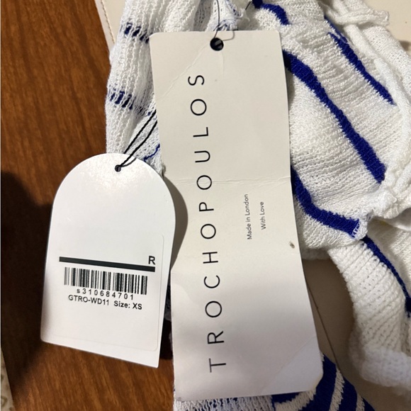 George Trochopoulos XS Mini Backless Dress in White And Blue - Picture 2 of 8